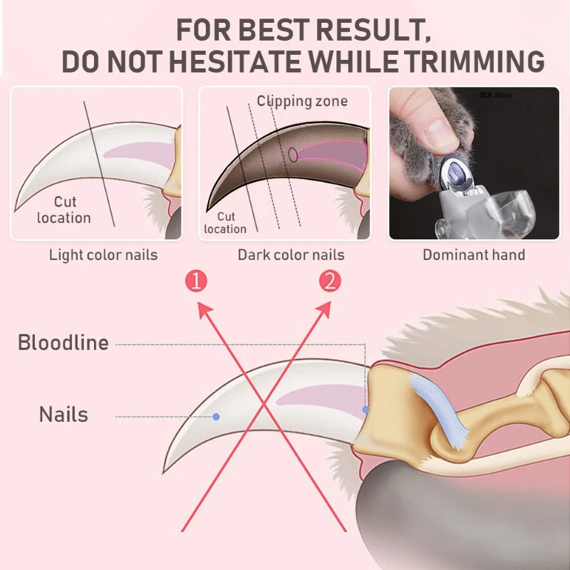 Cortador de Unhas para Cães e Gatos com Luz LED