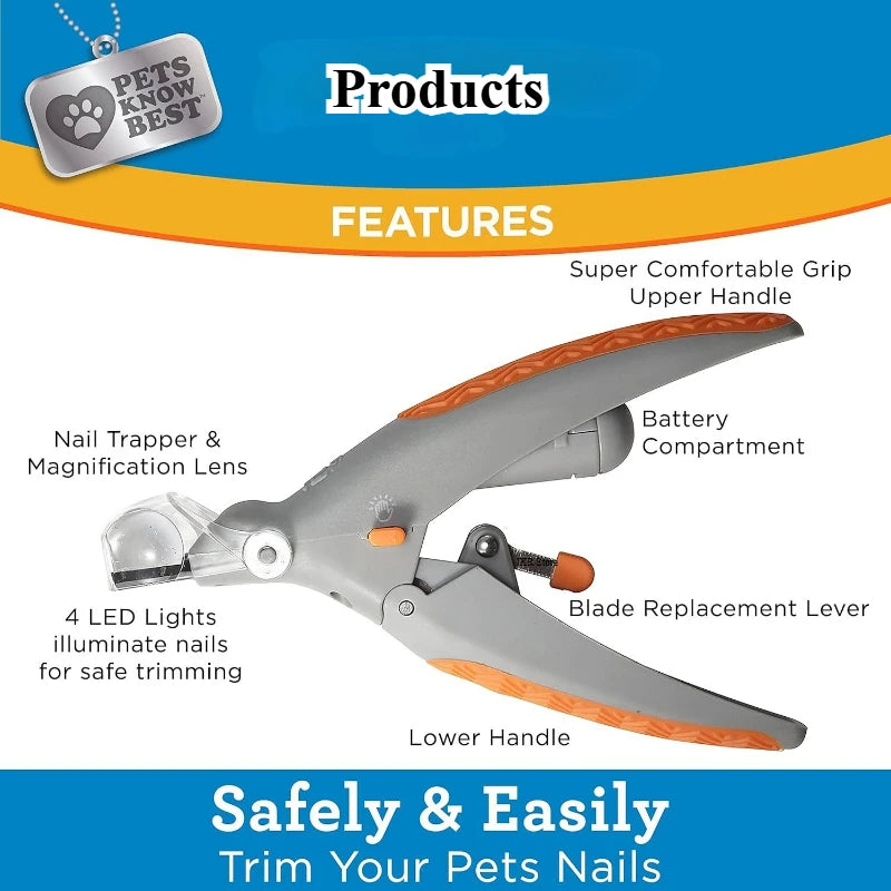 Cortador de Unhas para Cães e Gatos com Luz LED